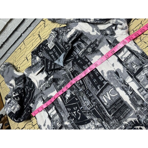 Parsley & Sage Womens Gray & Black Abstract NY City Boho Button Up Jacket India - Picture 7 of 16